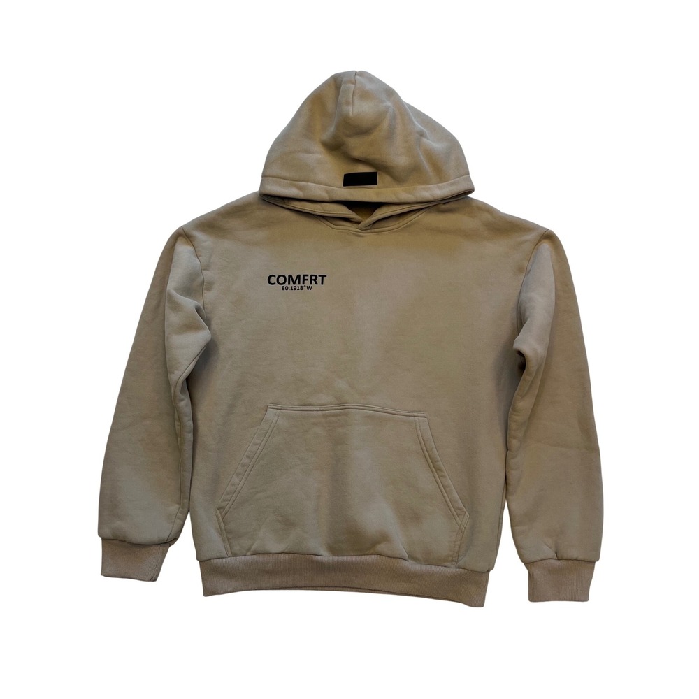 COMFRT Tan Beige Athleisure Streetwear Graphic Hoodie Sweatshirt Size M‎